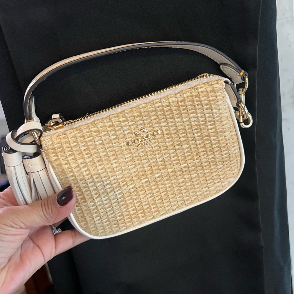 Coach Tan and Cream Woven Clutch
